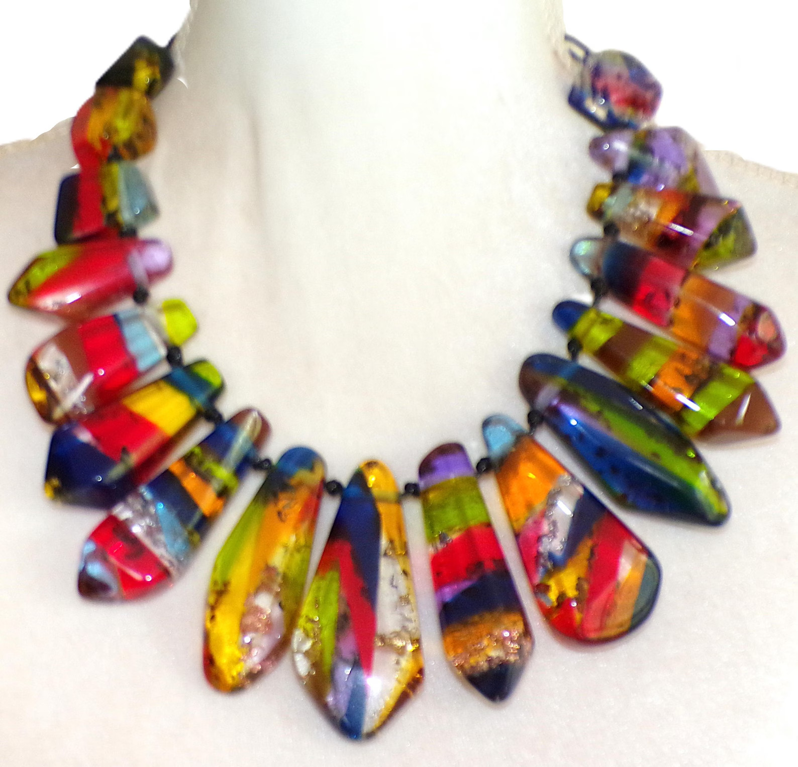 Sobral Sobralita Itaperica Multi Inclusion Bead Statement Artist Made Necklace
