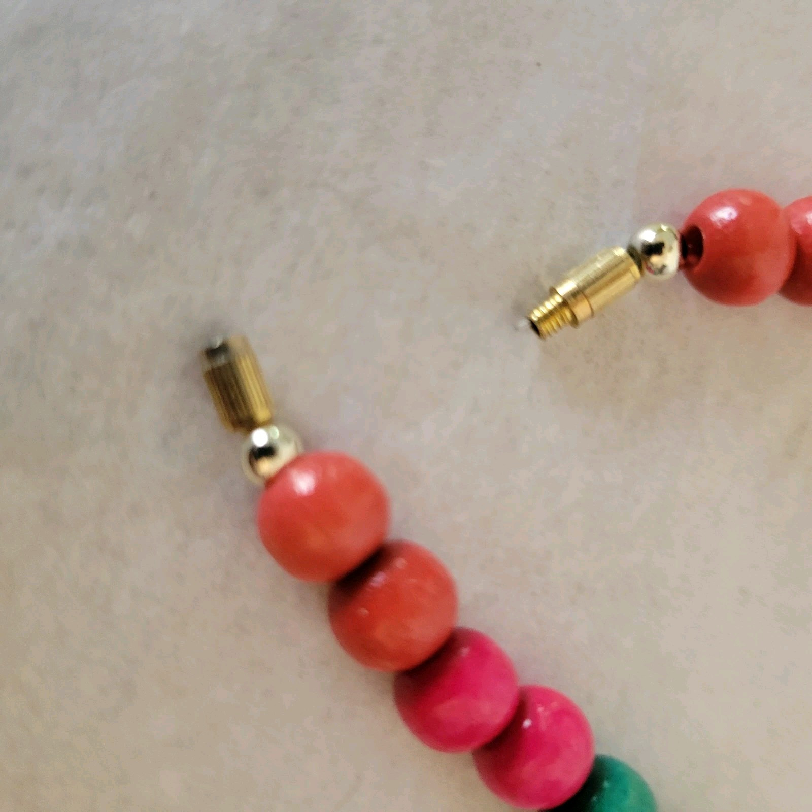 Colorful Island Necklace Hand Painted Wooden Toucan Beads 28 in.