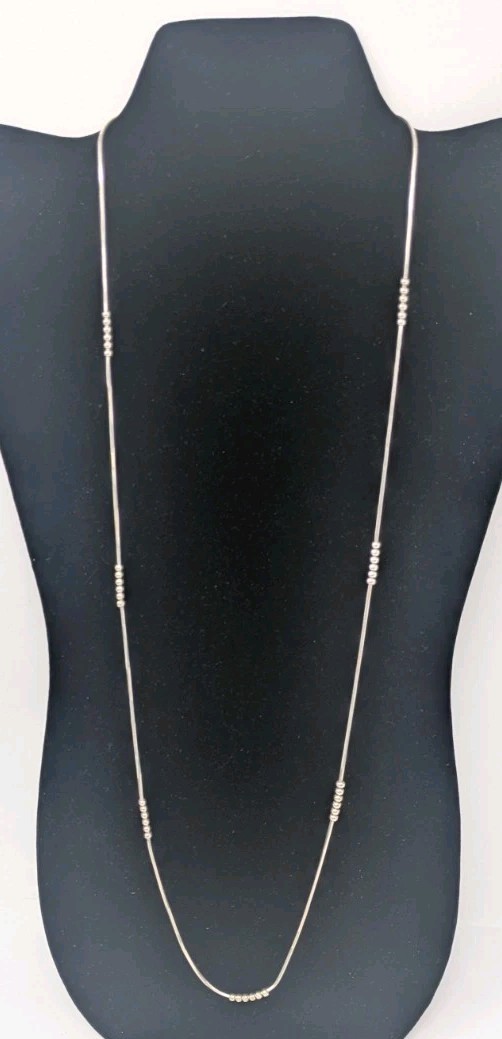 Vintage Sterling Silver 925 Italian 4 Station Snake Chain 28″ Necklace