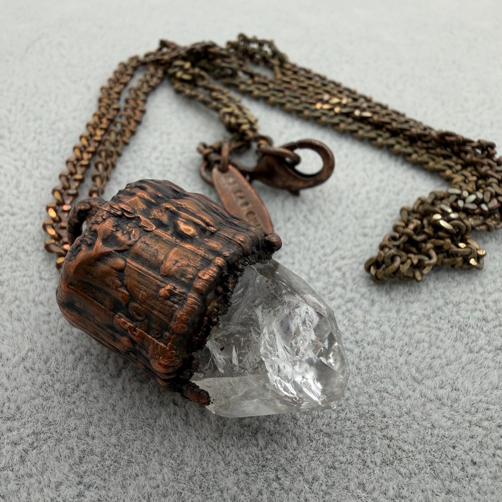 Third Eye Co Copper Quartz Pendant 26″ Necklace Amulet Unique Handcrafted