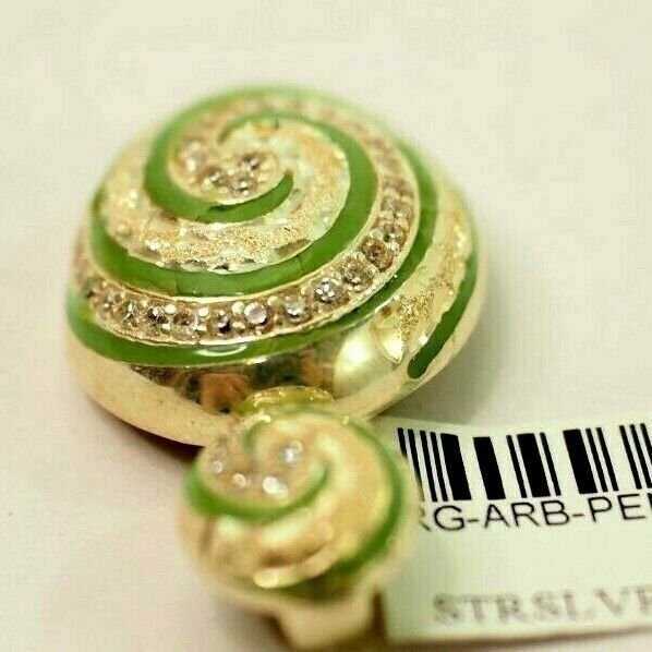 Fine Green Enamel and 54 Stone Cubic Filigree Pendant Sterling Silver $240 New
