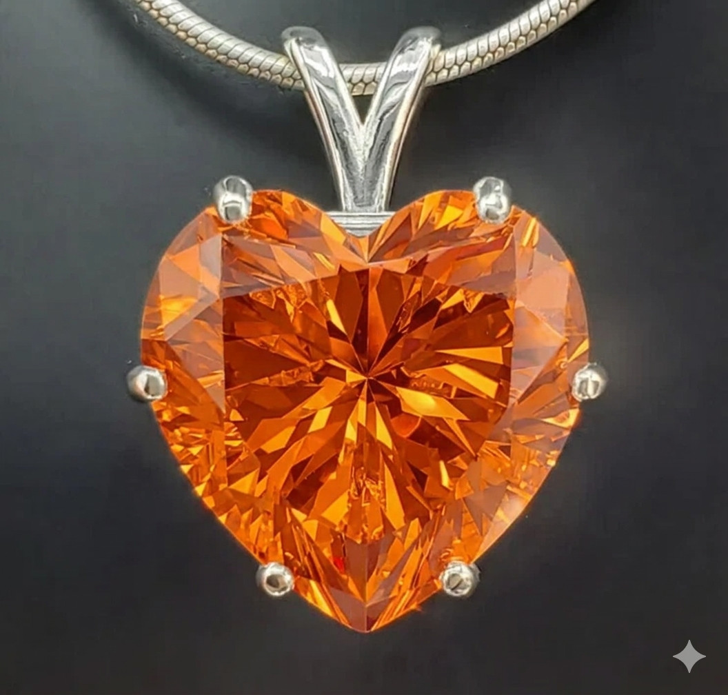 RARE 6.55 Ct Certified Flame Orange Diamond Solitaire Necklace, FREE Studs