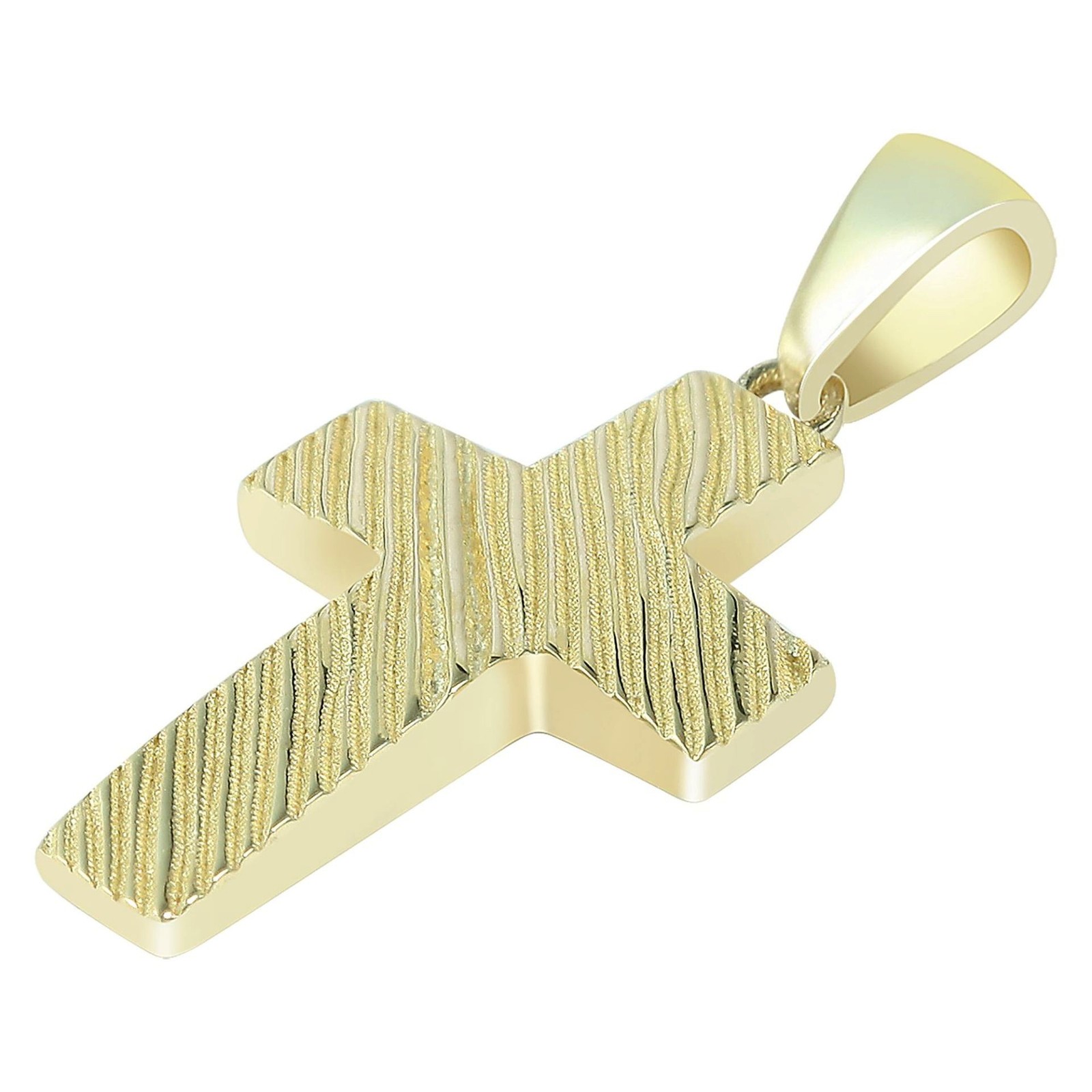 14K Yellow Gold Cross Pendant, 26x13mm Gold Chain Pendant