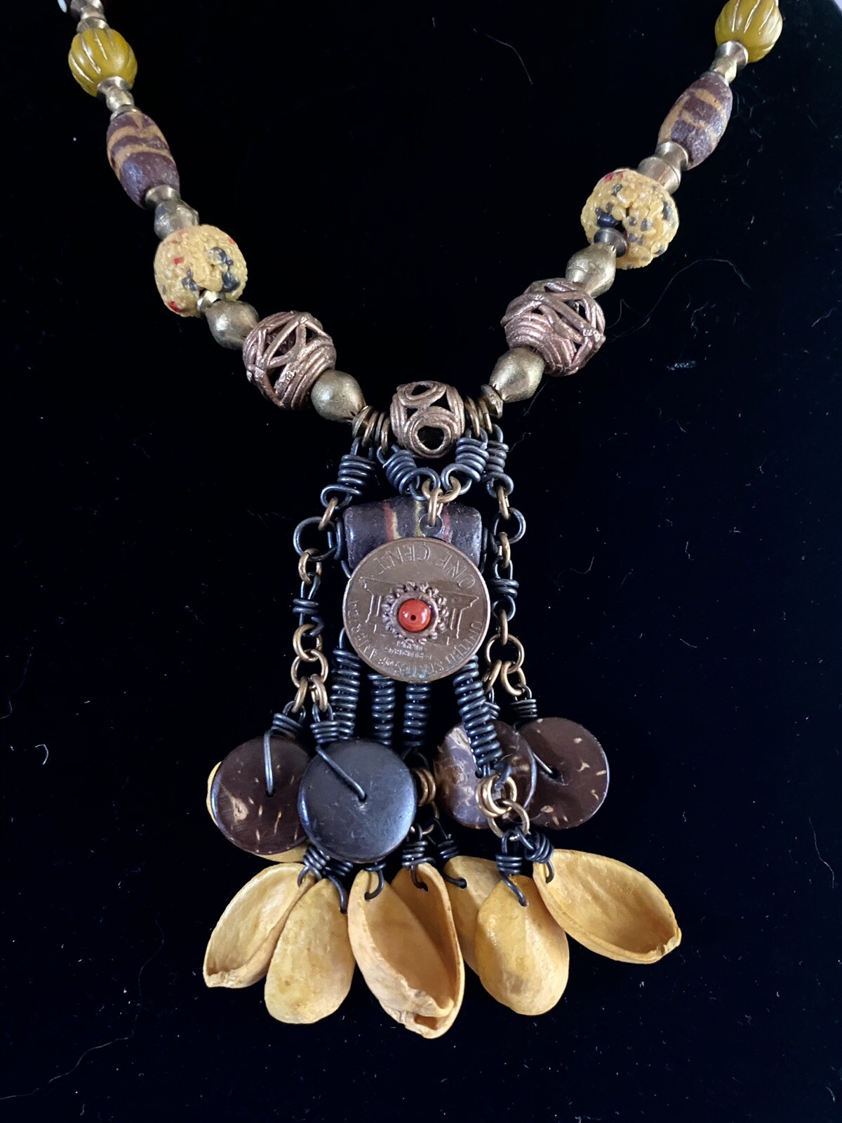 OOAK Artisan Assemblage Unisex Necklace W/ Mixed Beads And Handmade Findings 17”