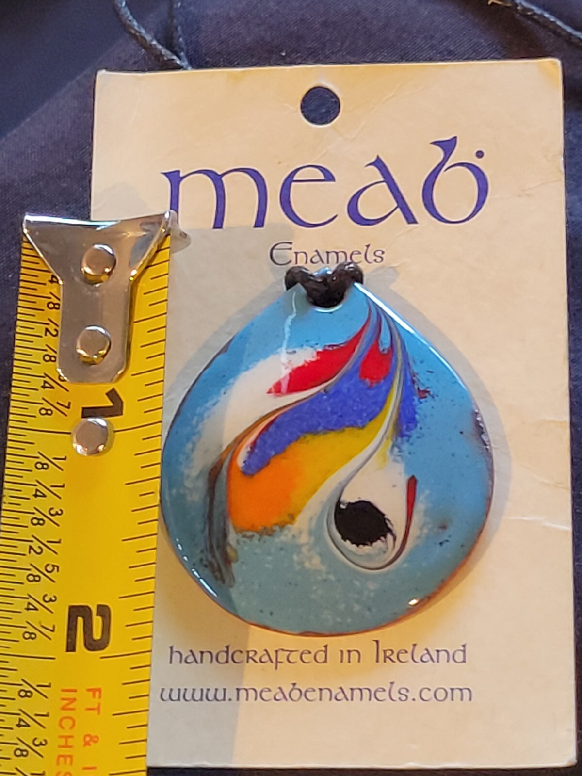 Beautiful Handcrafted Meab Enamels pendant Copper Ireland family business NWT