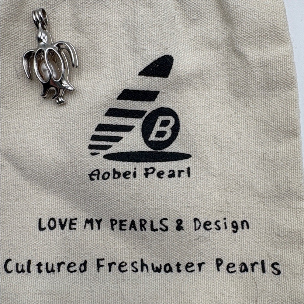 Aobei Pearl Turtle Cage Pendant Cultured Freshwater Pearl Silver Tone