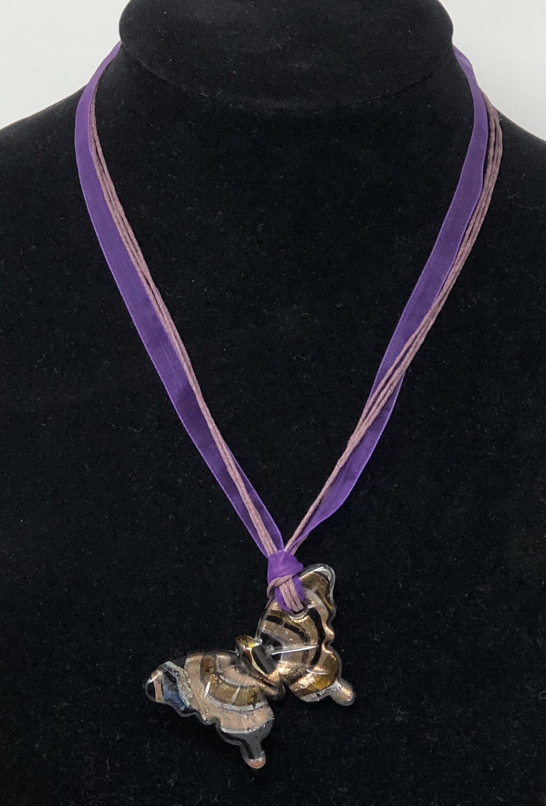 Dichroic Glass Pendant Necklace Butterfly Artisan Handmade – 17 inch Length