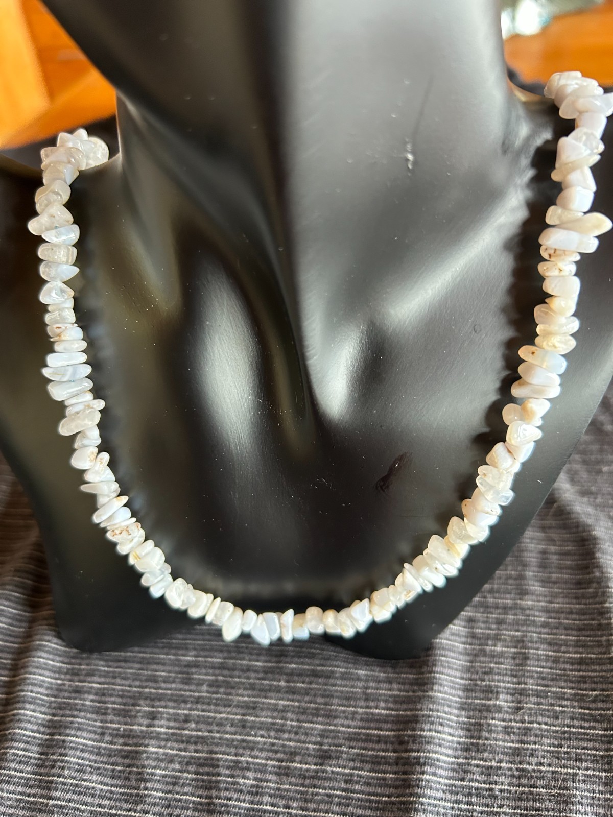 Beautiful 34 inch necklace made of Blue Agate Chips!
