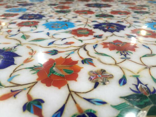 parchin kari taj majal lapis turquoise carnelian pietra dura inlay trinket box