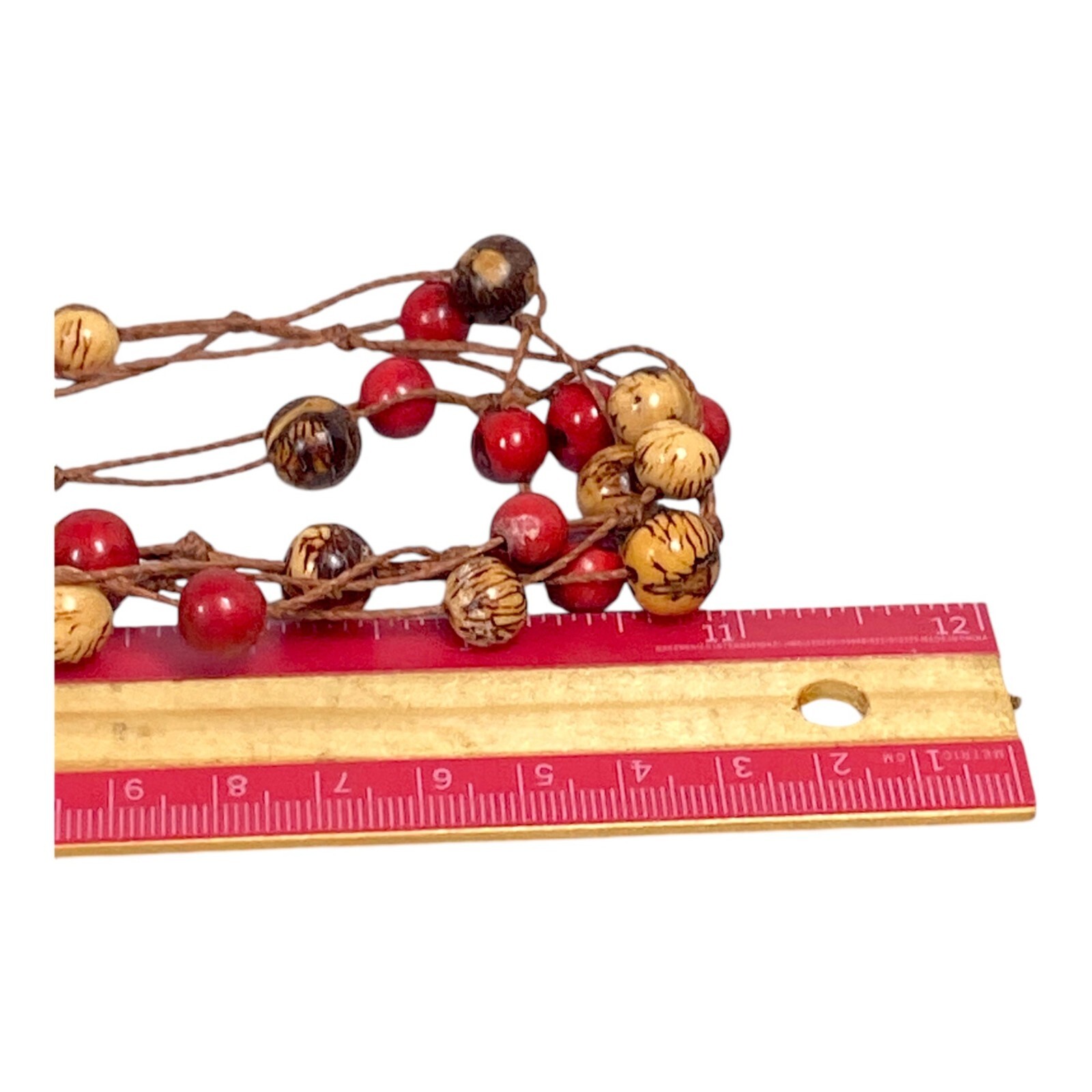 Acai Seed Layered Necklace 22” Macrame Natural Bead Eco Jewelry Bohemian Gypsy