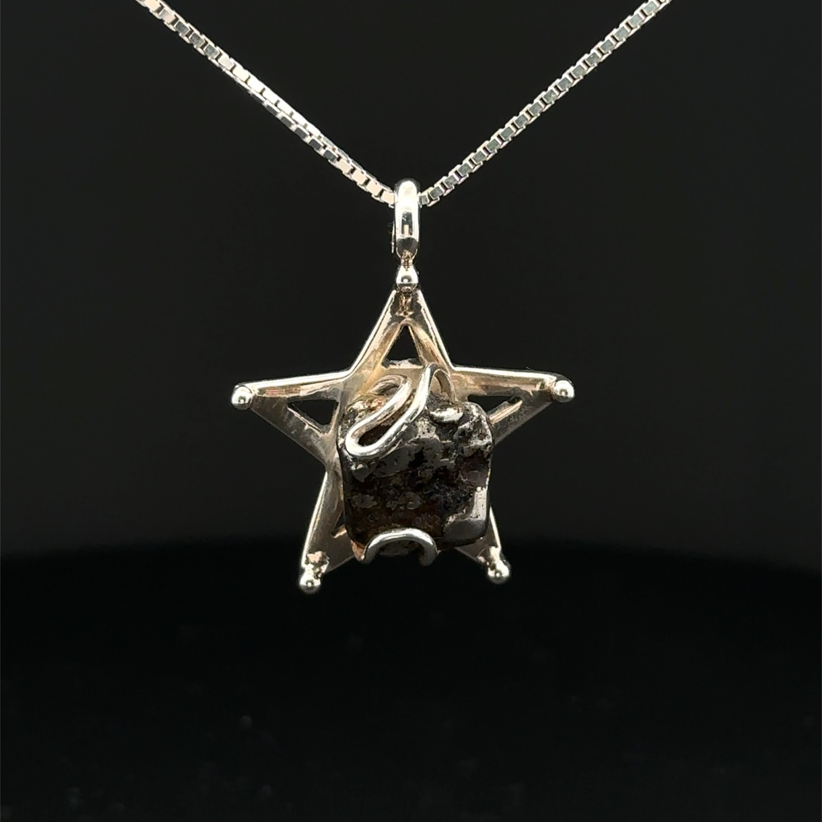 Sterling Silver Handmade Meteorite Star Pendant-Small-(22 x 27 mm)