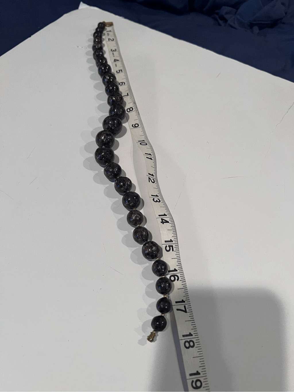 Vintage Plastic Black Beaded Choker Necklace Retro Graduated Beads 18”