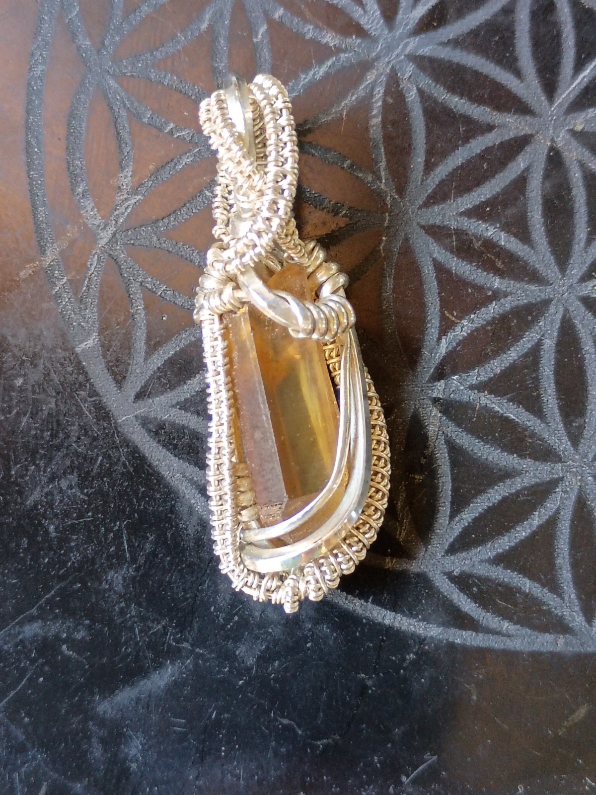 Citrine Crystal Pendant Sterling silver handcrafted amulet elegant necklace