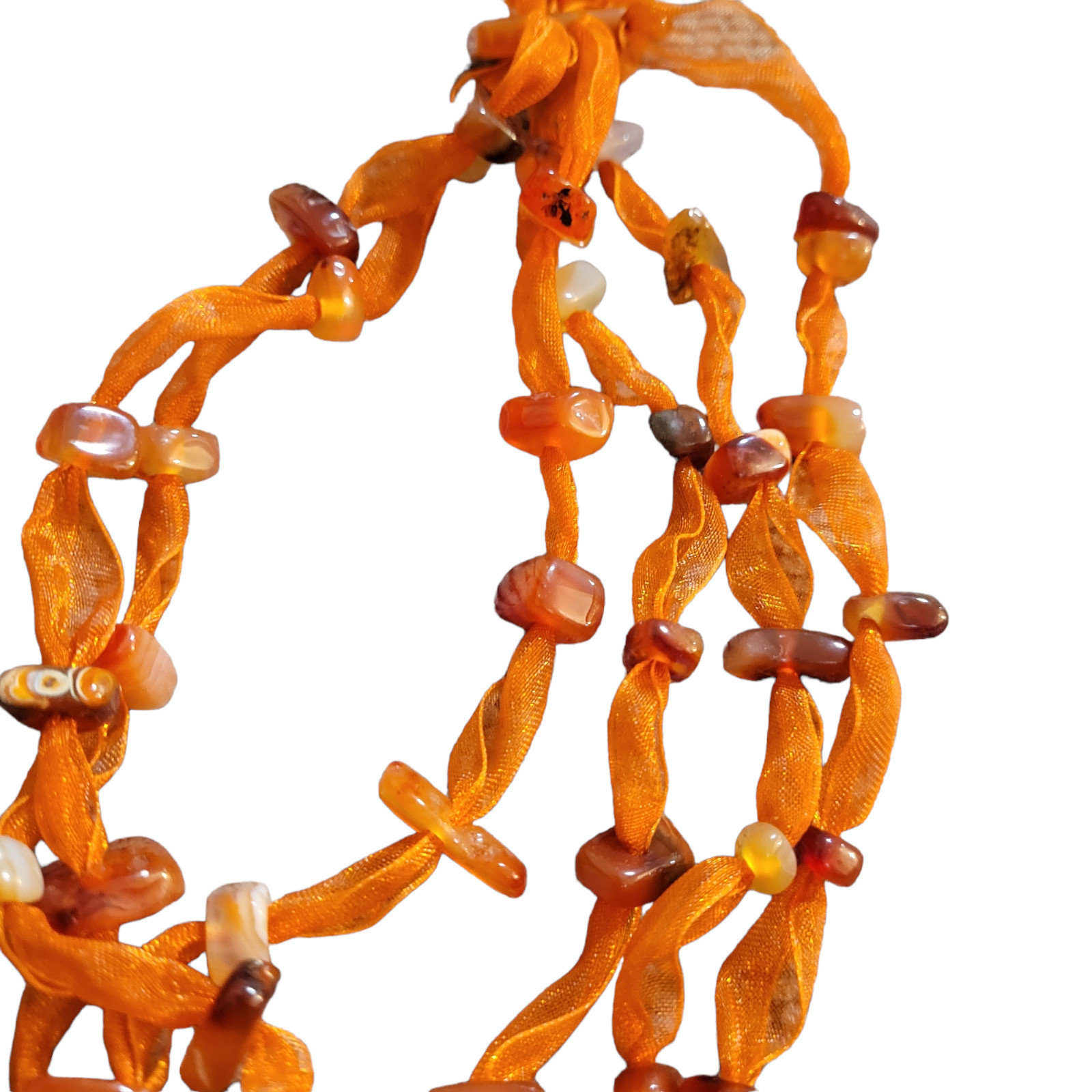 Artisan Necklace Chips and Pendant of Carnelian and other Semi Precious Stones