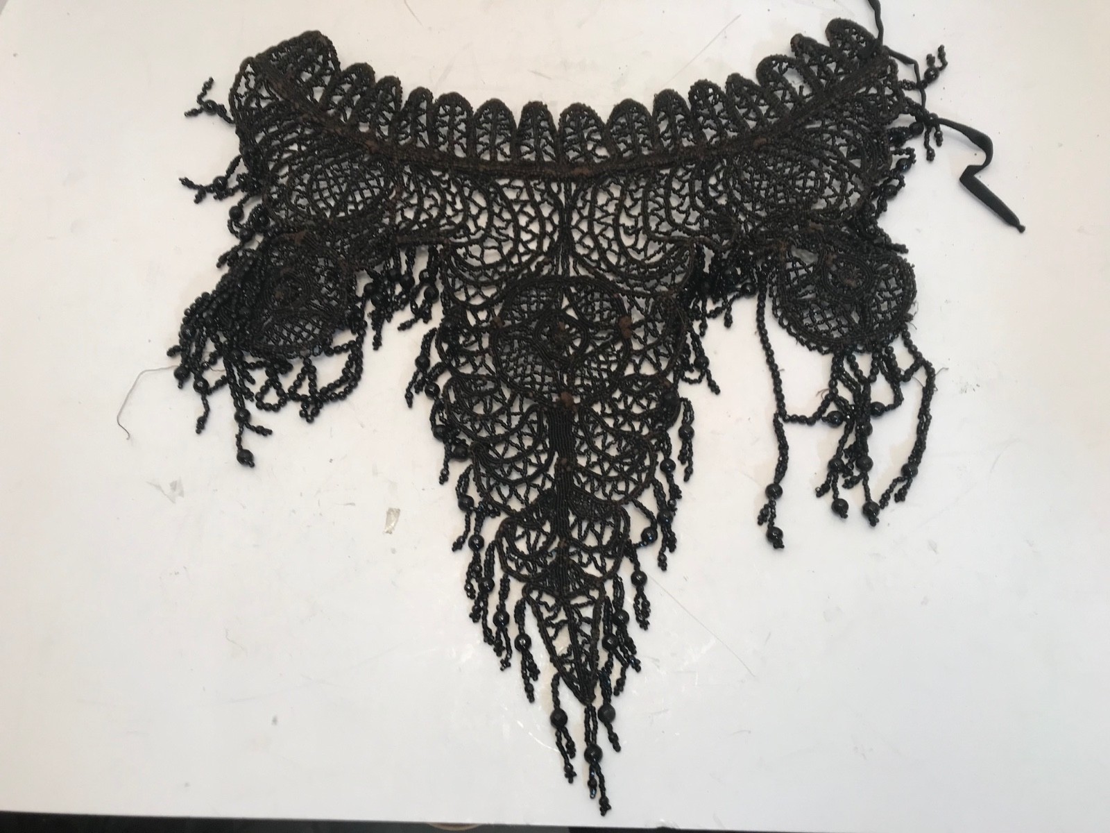 Antique Black Beaded Decorative Choker Necklace