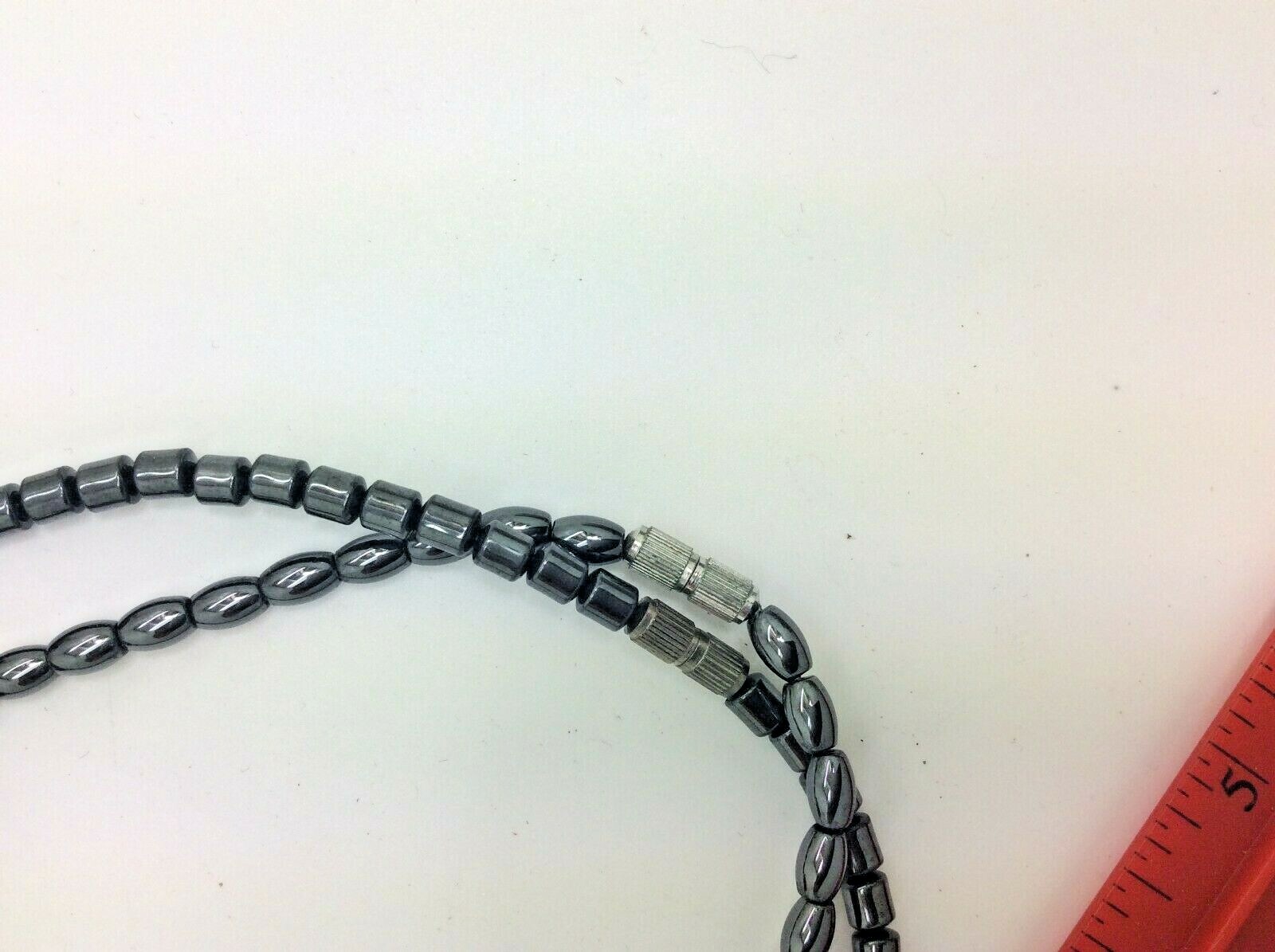 2 Hematite Bead 17- 18″ Necklaces Rose Quartz + Graduated Ovals