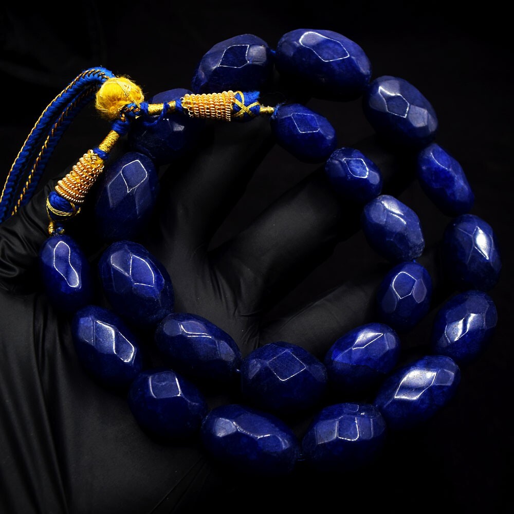 Amazing Cut Blue Sapphire 750. Cts Dazzling Beaded Jewelery Necklace VK 28 E649