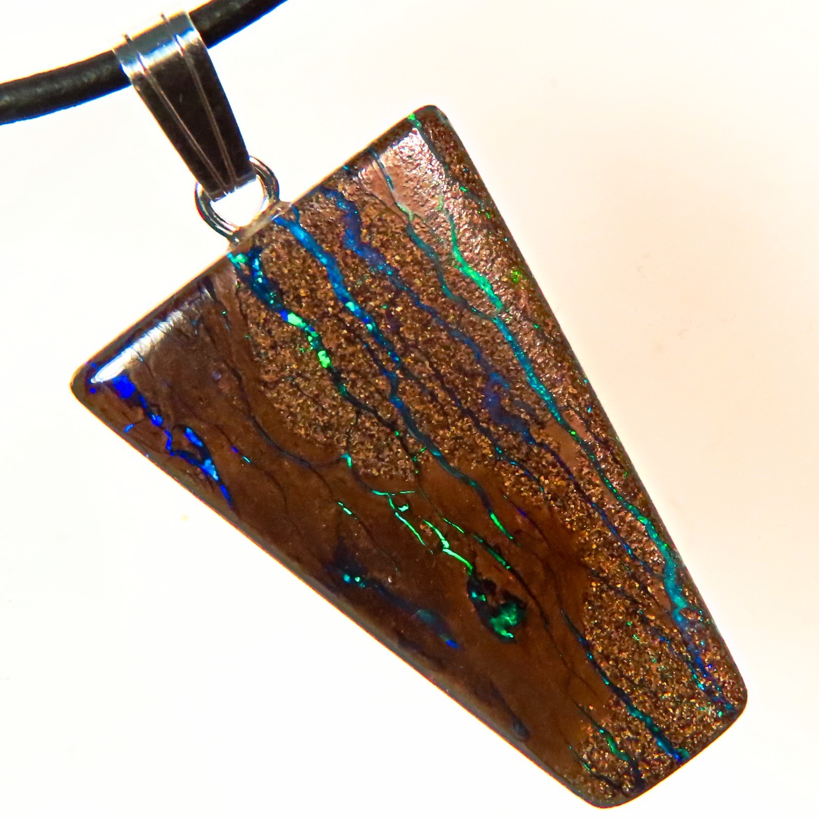 48.4c QLD WOOD REPLACEMENT BOULDER OPAL 925 STERLING SILVER PENDANT OCA19218