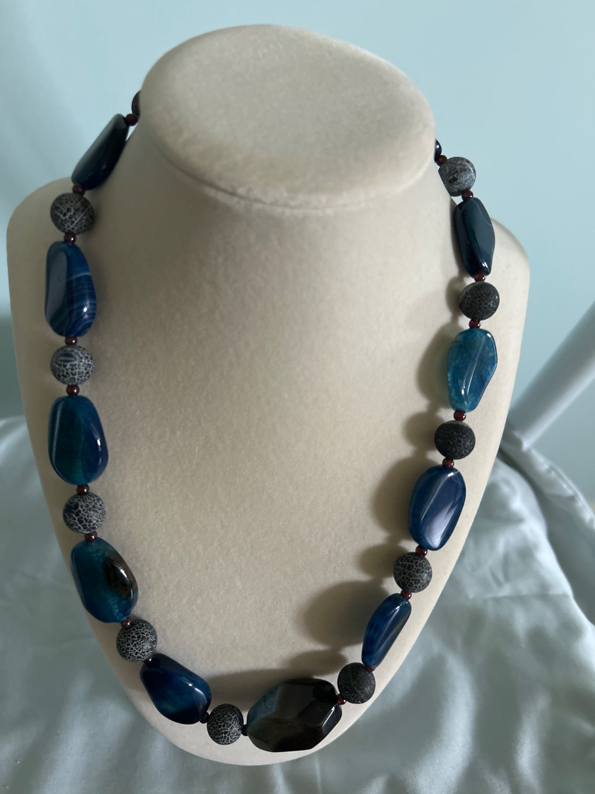 Handcrafted W/ Natural Agate/Garnet Gemstone Necklace