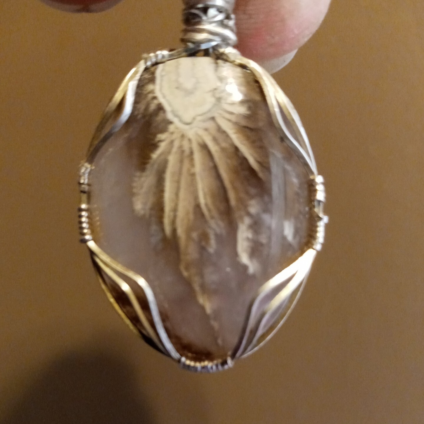 One Of A Kind Handmade Wire Wrapped Purple Moss Agate Pendant