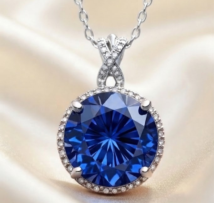 15.00 Ct Certified Azure Blue Diamond Pendant, Tariffs FREE & Matching Studs .