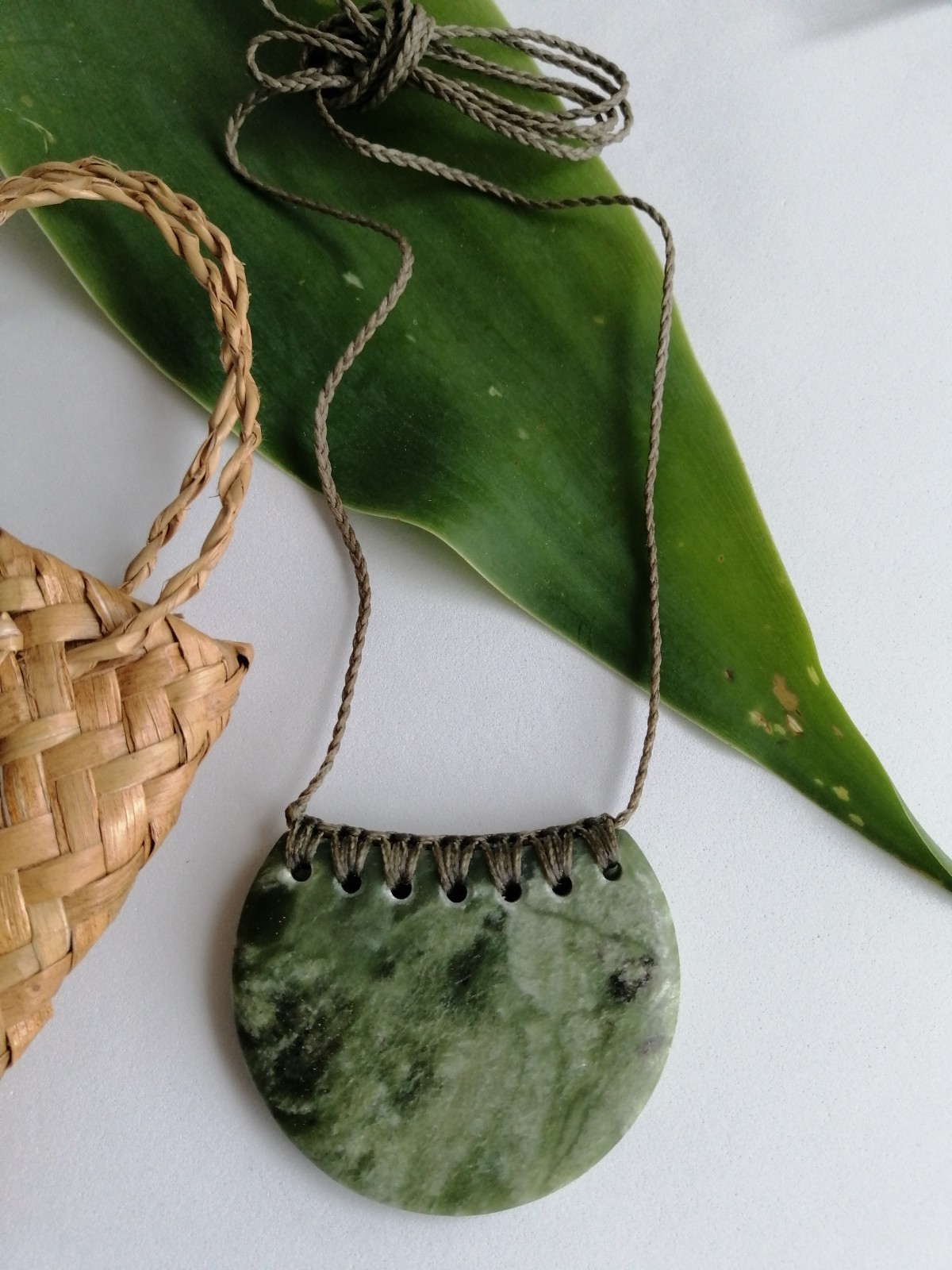 New Zealand Jade Greenstone Bound Pendant Large pendant 55mm L x 45mm W Unisex