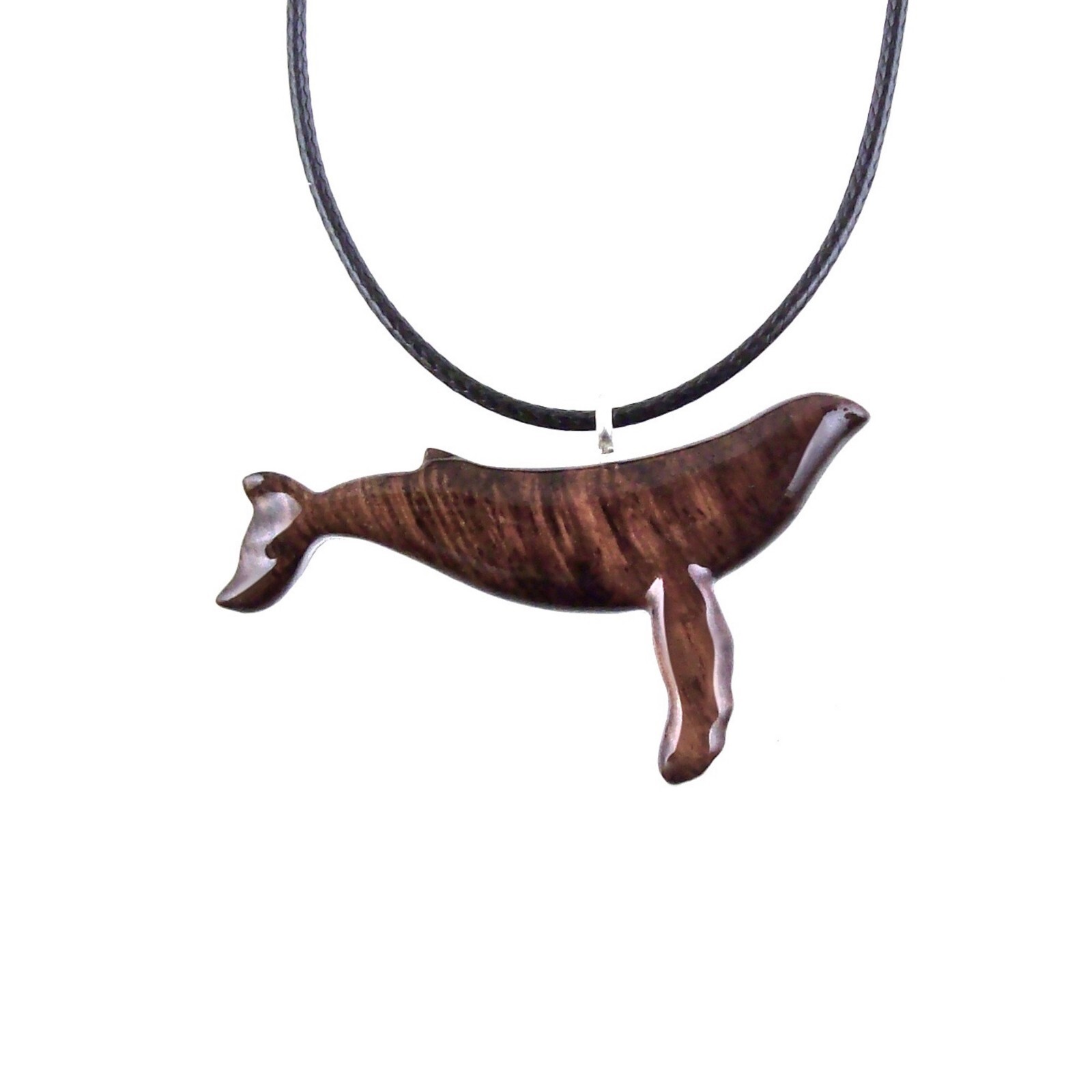 Humpback Whale Necklace Pendant – Hand-Carved Wooden Sea Animal Jewelry