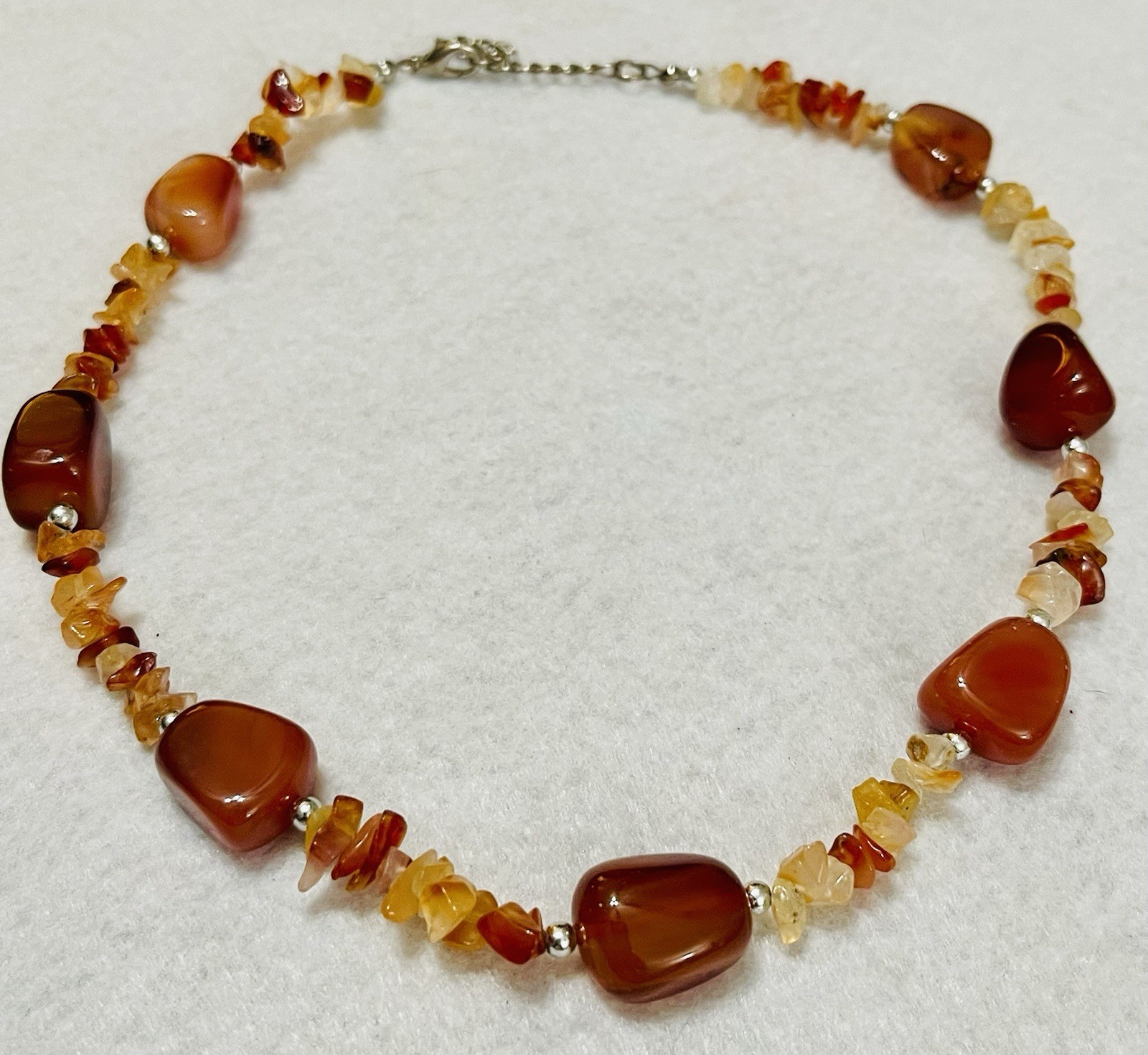 Vintage Carnelian Beaded Stone Necklace