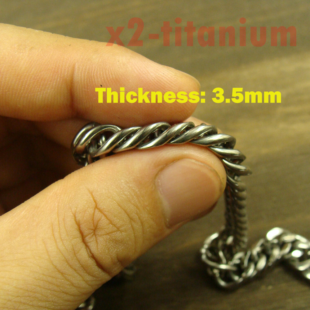 Titanium 23.6″ (60cm) Pure Double ring Curb link chain Men necklace anti-allergy