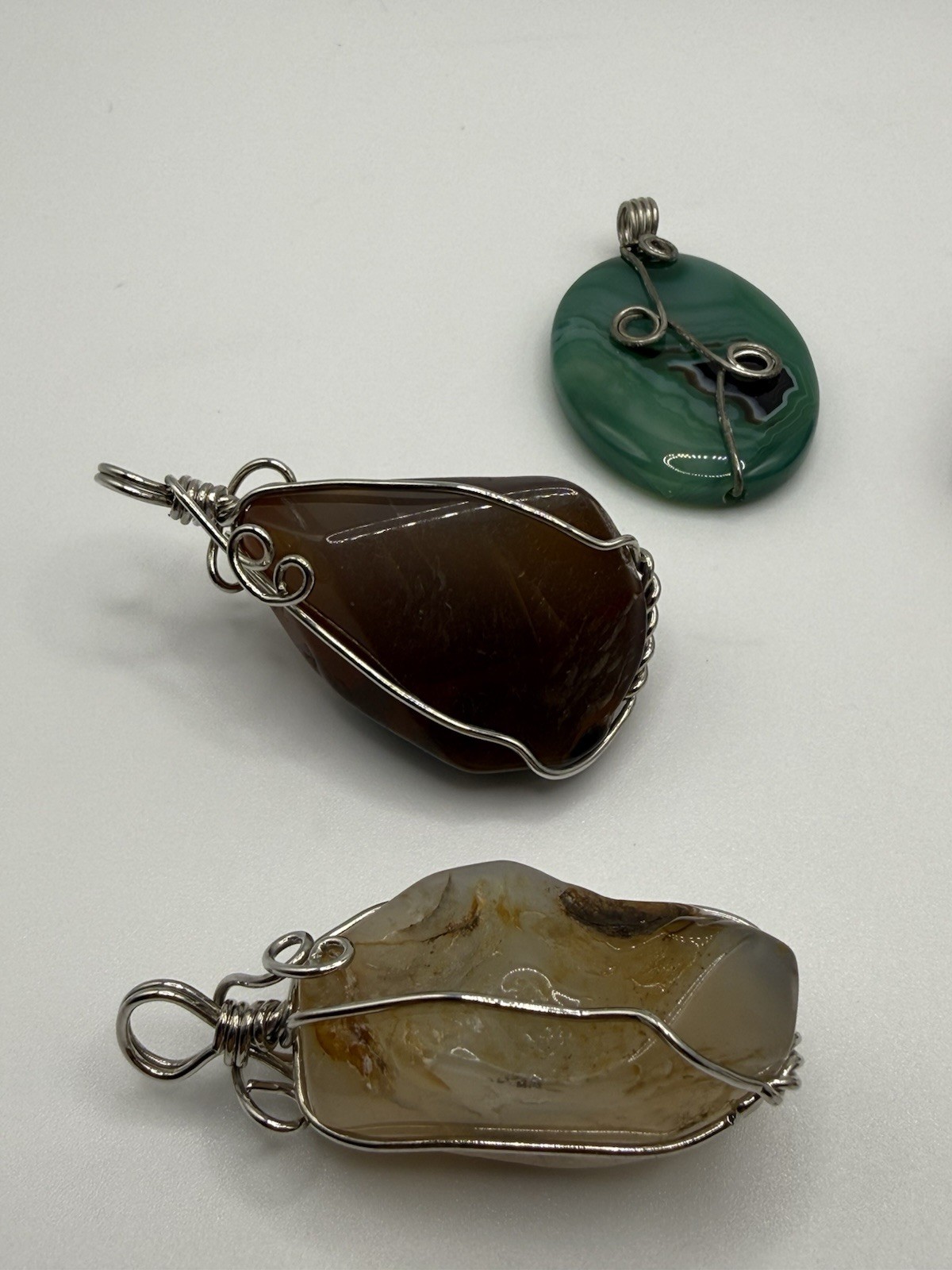 Artisan Handcrafted Wire Wrapped Assorted Gemstone Pendants Set of 6, Multicolor