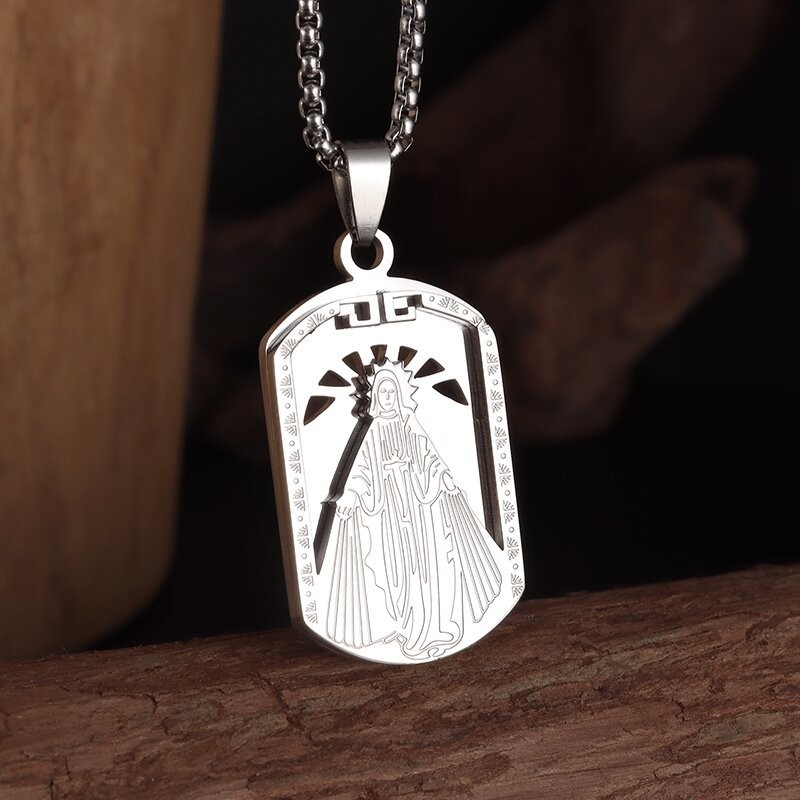 Our Lady of Guadalupe Medal Pendant Stainless Steel Virgin Mary Necklace Women
