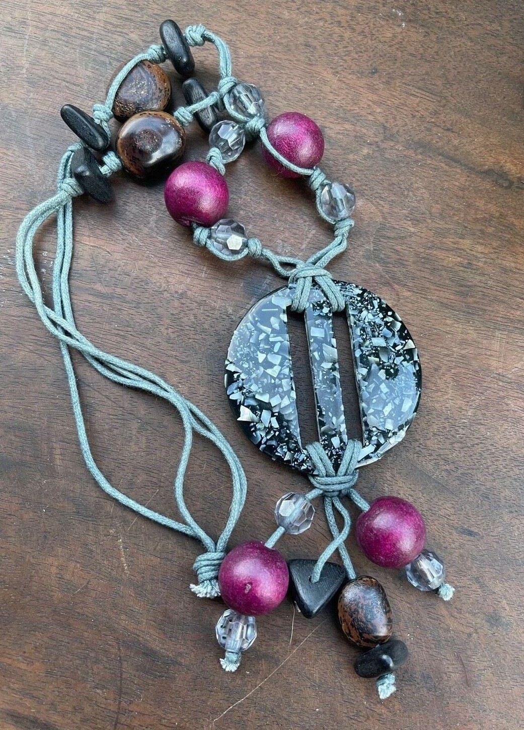 Stacy Designs Artisan Magenta Beaded Necklace 25 Inches