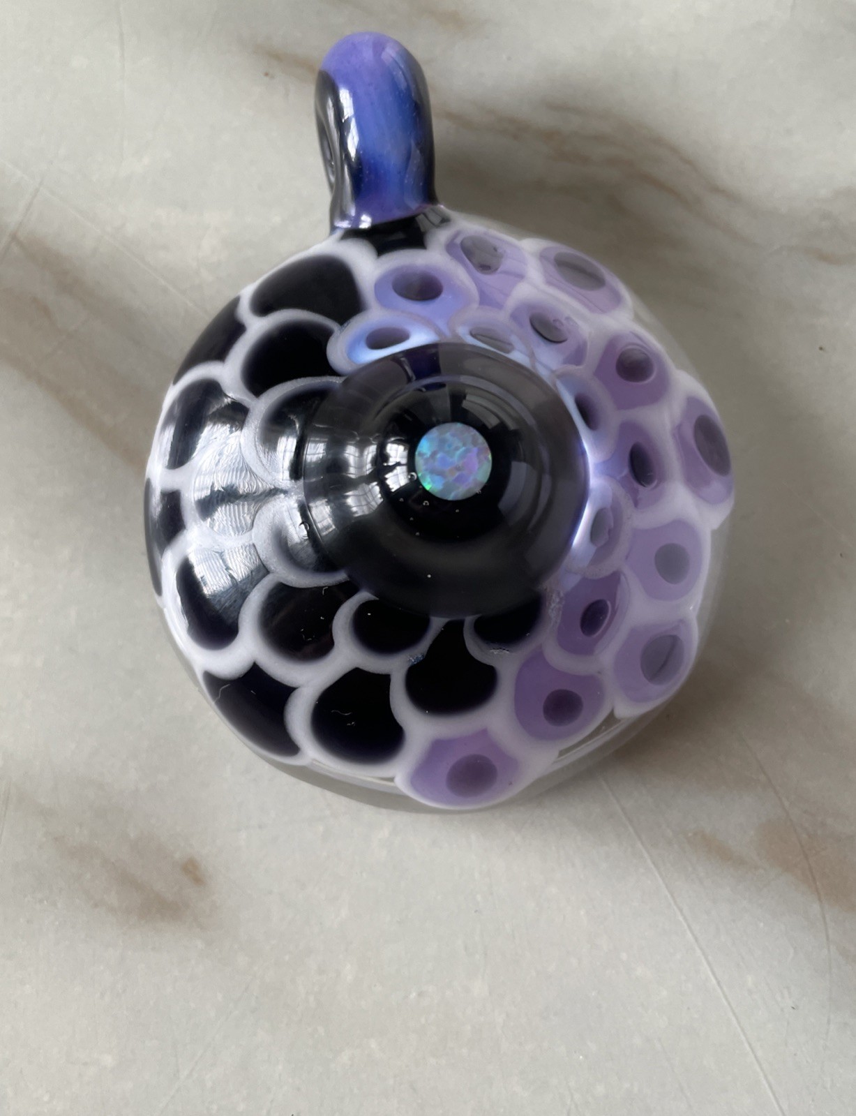 Glass Pendant With Faux Opal In Multi Colors