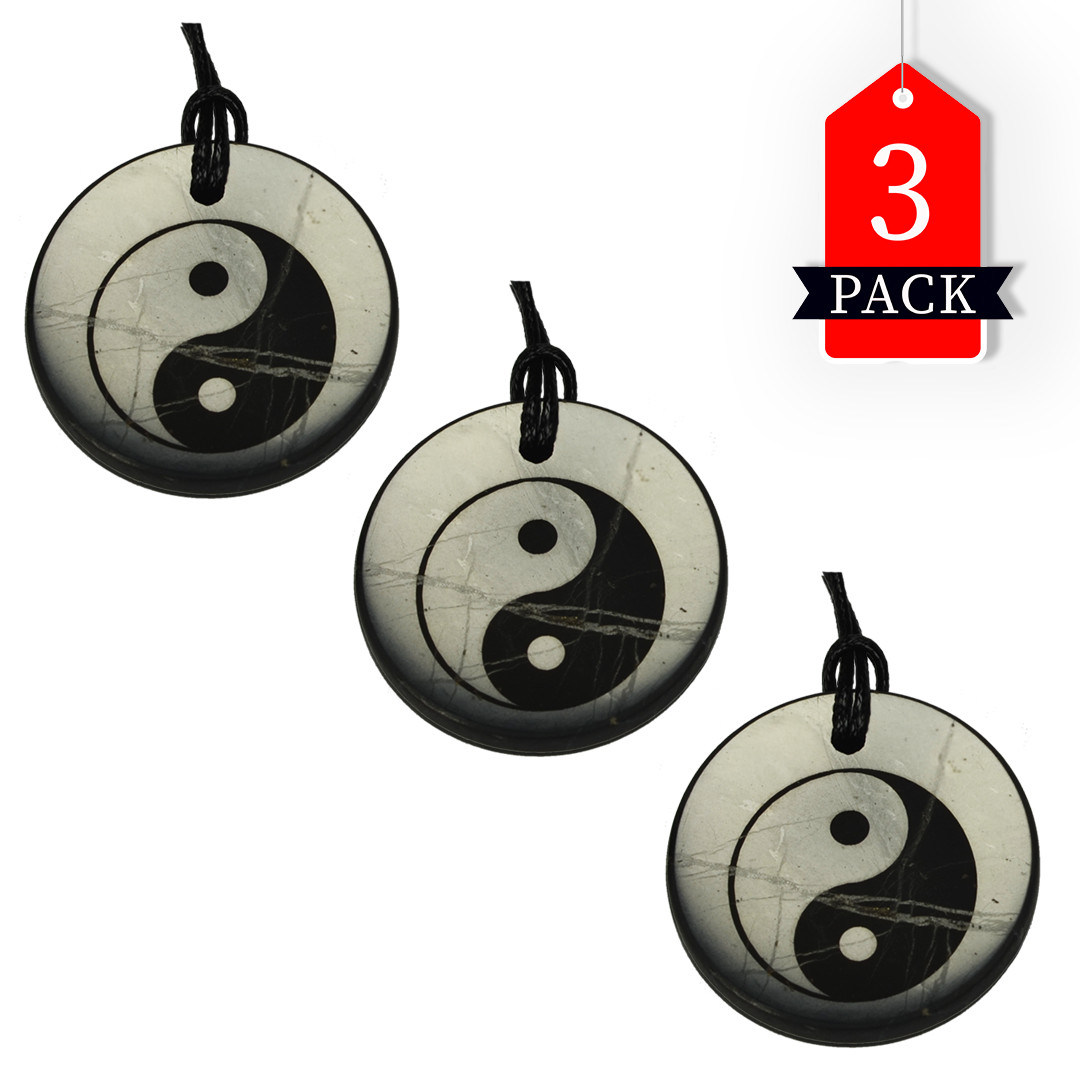 Shungite Pendant Yin Yang ( Engraved ) – Various Shapes – Pack of 3