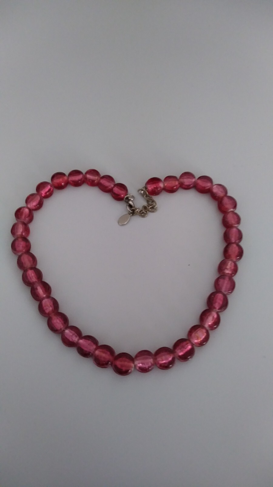 BAKED BEADS Necklace Glass Flat Round Beads Clear ‘Berry Artisan Glass
