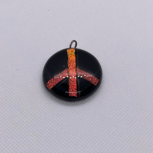 VTG Handmade Dichroic Peace Symbol Necklace Boho Hippie Perfect fall colors.