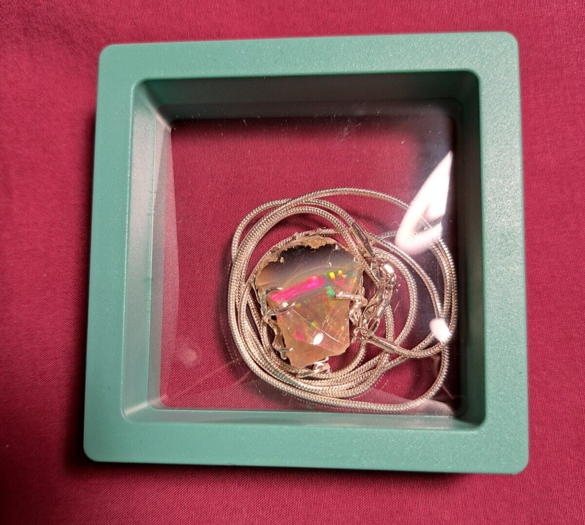 Unique Dark Ethiopian Welo Opal Rough Pendant Silver Plated Tree Branch Wrap