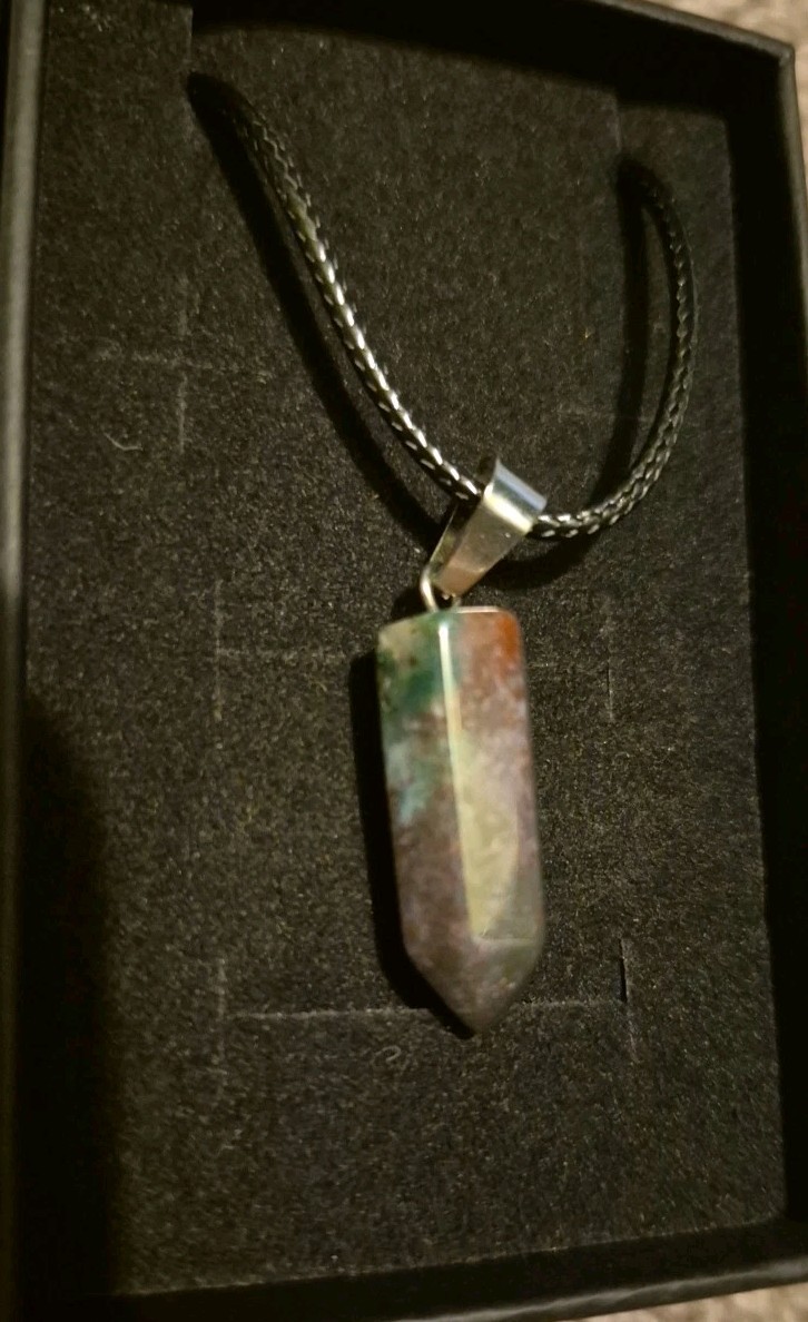 Moss Agate Crystal Necklace Pendant Handmade Jewelry Natural