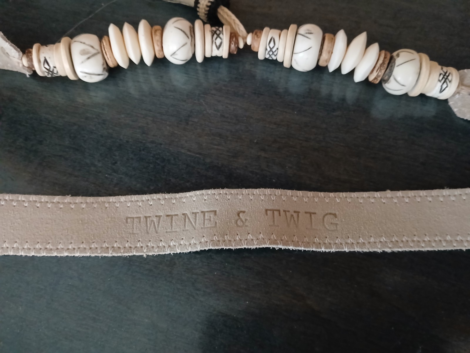 Twig & Twine Horse Hair Sea Glass Bead Tassel Necklace Suede Handmade Boho