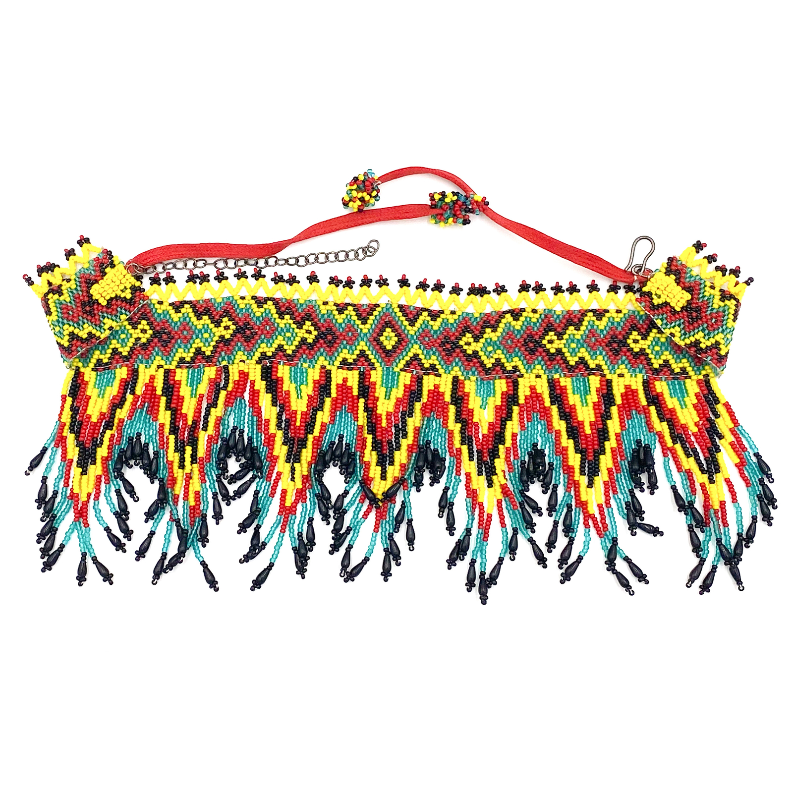 Handmade beaded Black Yellow Red Native style choker
