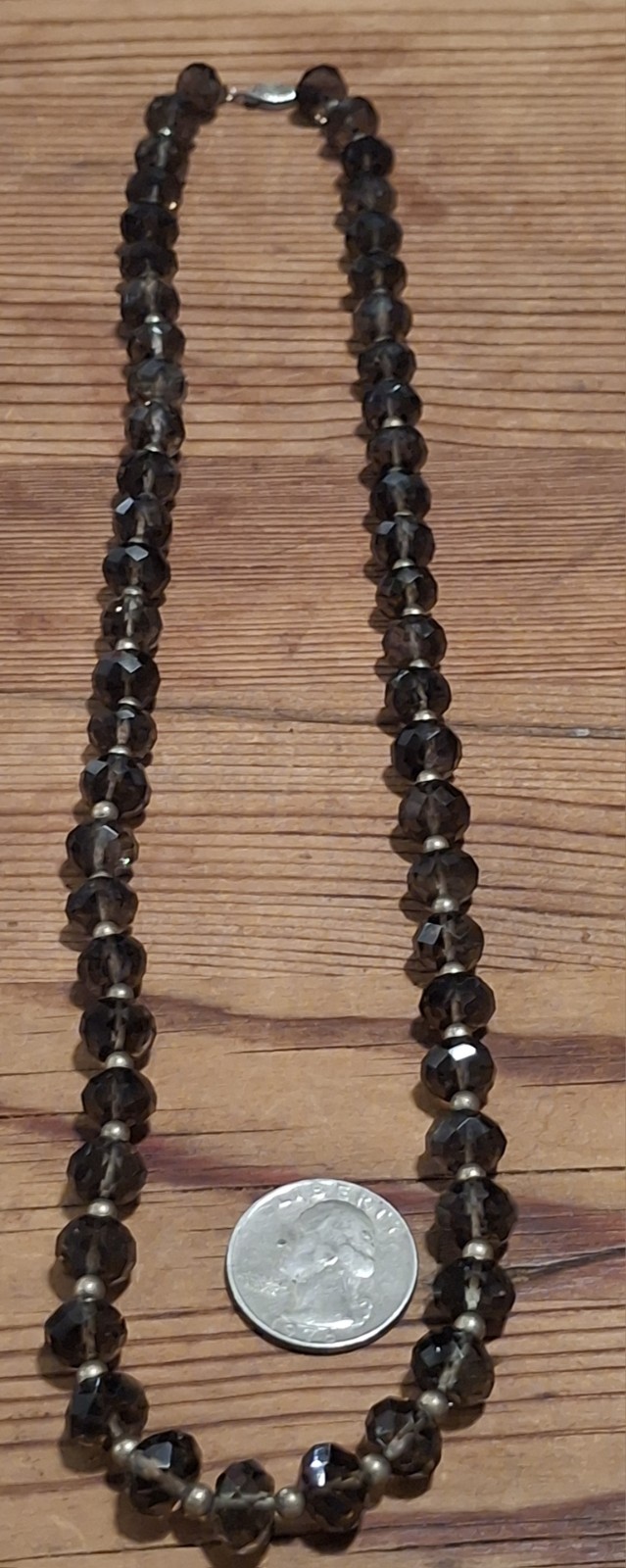 Artisan Made Faceted Smoky Quartz Necklace 22” with Sterling Silver Findings