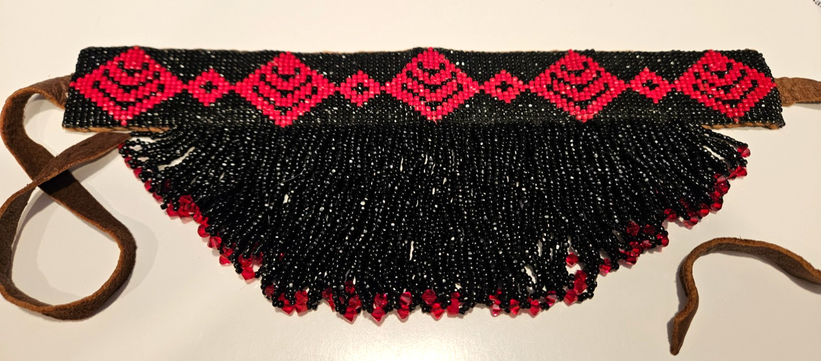 Seed bead choker Necklace purchased at Pendleton Roundup in 2000 Leather band