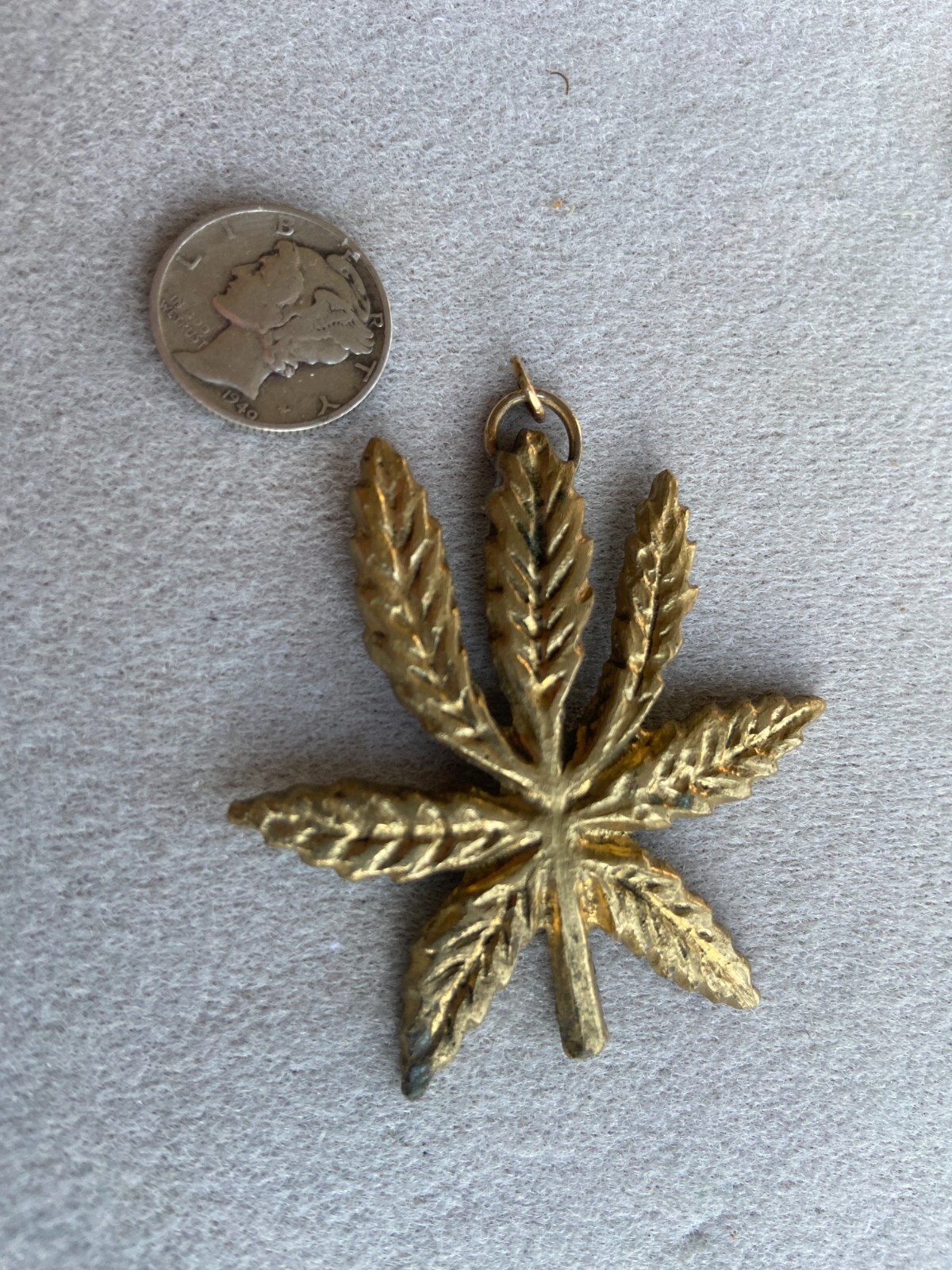 MARIJUANA Weed Leaf HAND CRAFTED Gold Pendant Cannabis 2”