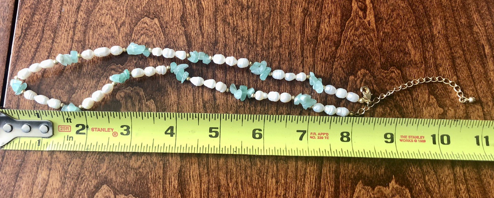 Beautiful Aventurine River Nugget & Genuine Pearl Necklace 18” ~ Healing