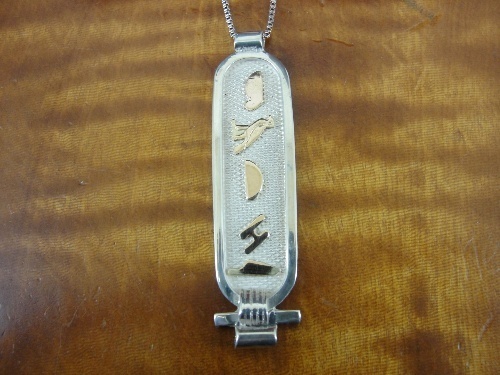Symbols with Hieroglyphics Gold Vermeil Sterling Silver 925 Pendant Necklace