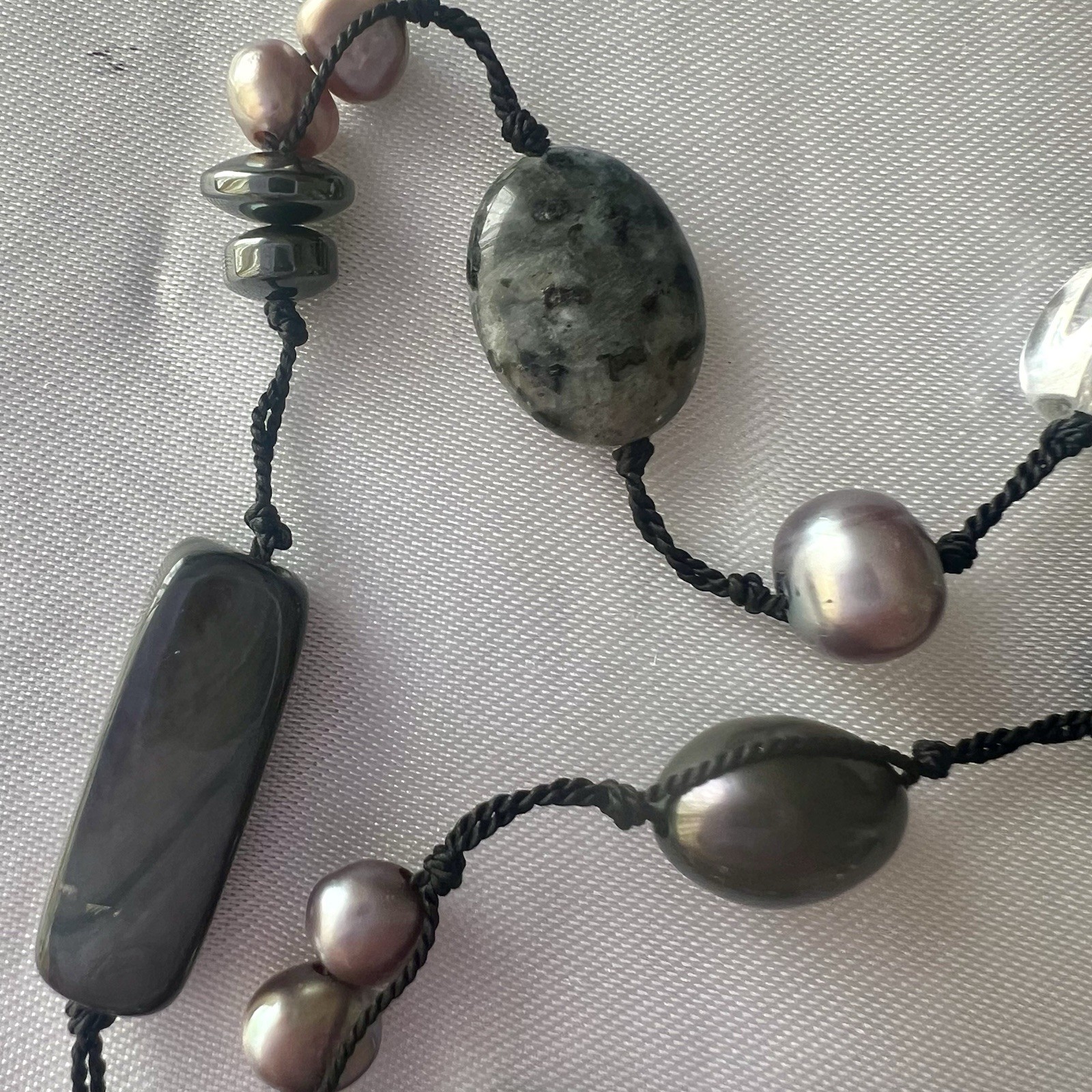 SILPADA Sterling Silver DOWNTOWN Multi Gemstone Beaded Necklace~#N1796~RETIRED