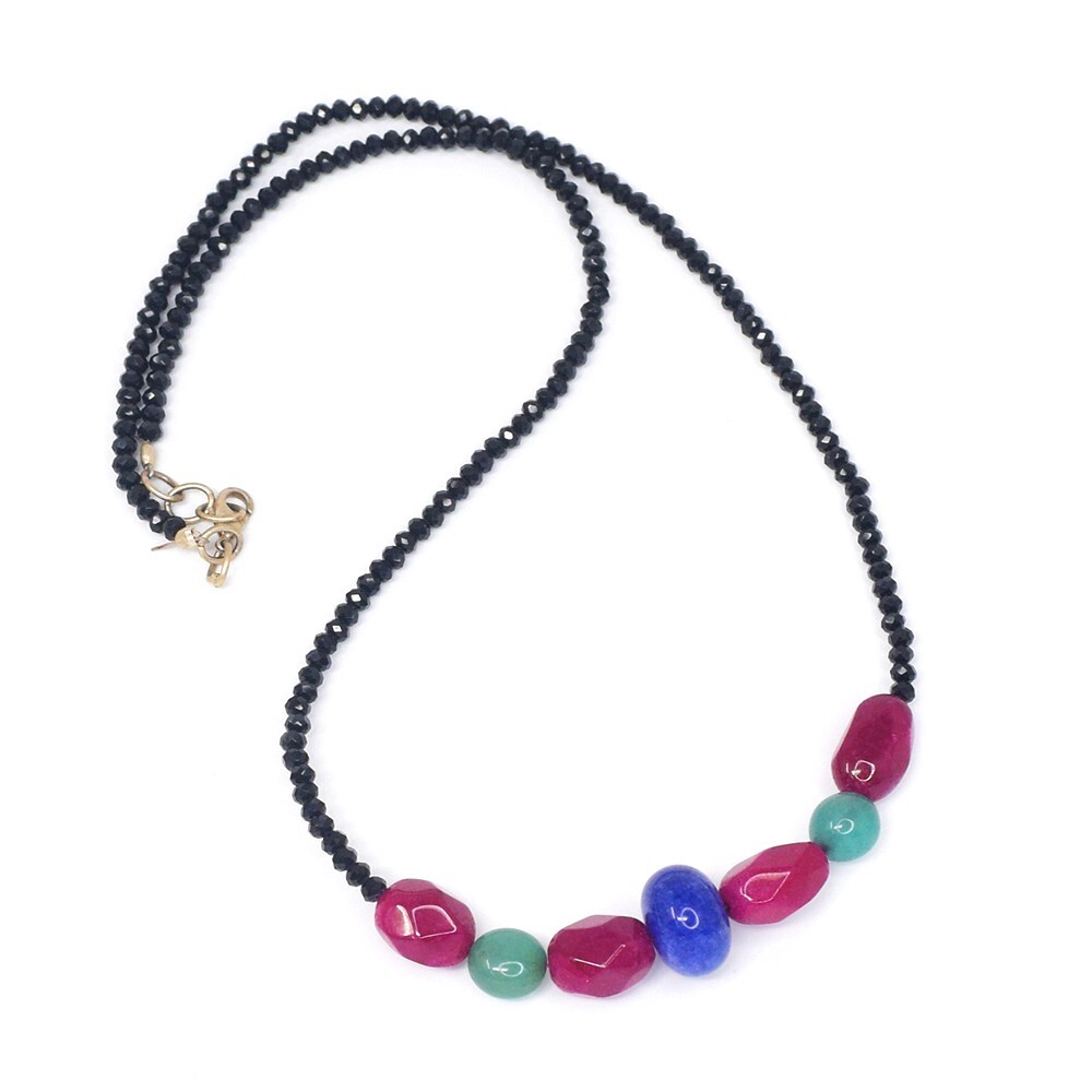 90.00 Cts Shining Spinel , Ruby , Emerald & Sapphire Beaded Necklace AK 02 E542