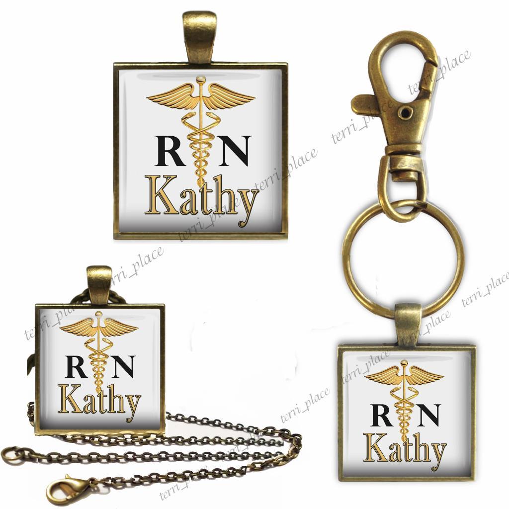 RN Custom Your Name Key Chain Pendant Charm or Necklace Nurse Nursing Career