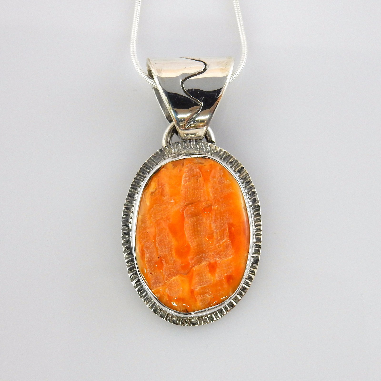 Modern Unique Spiny Oyster Sterling Silver Pendant w/ chain