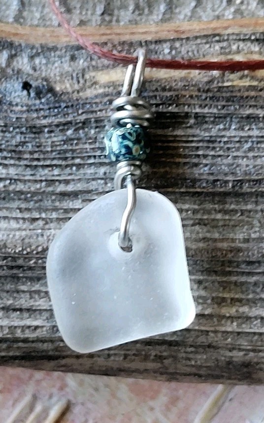 Sea Glass Necklace Hawaiian Beach Adjustable Teen Colorful Small dainty White